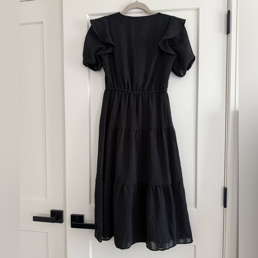 Loft Black tiered textured midi dress size xxsp - Picture 4 of 4